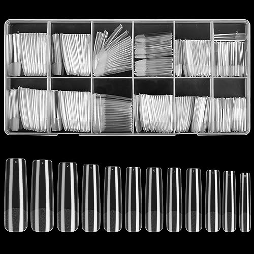 Extra Long Clear Square Nail Tips 240 Pcs Acrylic False Nail Kit