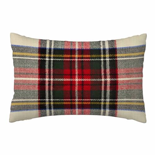 Scottish Tartan Pillow Case - Soft Red & White Plaid Cover 20" x 26"