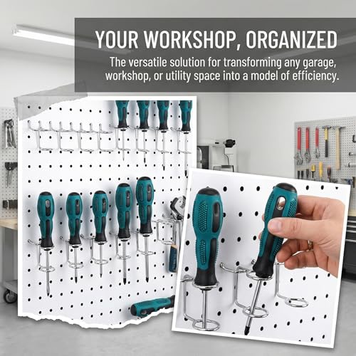 5-Pack Pegboard Screwdriver Holder - Double-Ring Tool Organizer Hooks
