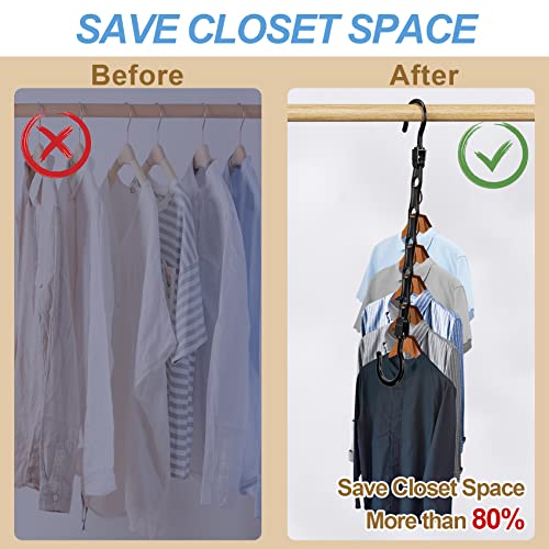 8 Pack Space Saving Plastic Hangers - Closet Organizer in Black
