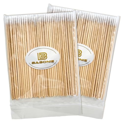 BABONIE 200PCS Bamboo Pointed Cotton Swabs - 4 Inch Micro Sticks for Makeup, Nail Art and Tattoo Care