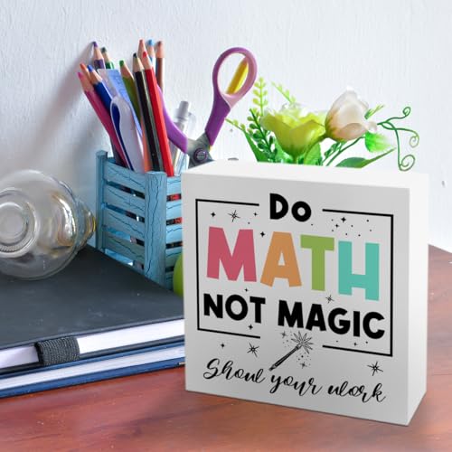Math Decor for Home Office Classroom - White Wood Sign Gift