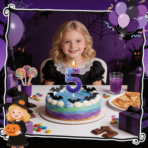 Candsun Purple Number 5 Birthday Candle - Fun Cartoon Cake Decoration