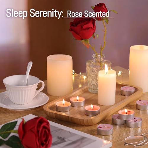 HAVITI Rose Scented Tealight Candles - 15 Pack, 4-Hour Smokeless Palm Wax