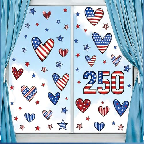 4th of July Patriotic Window Clings - 250th Anniversary Decor