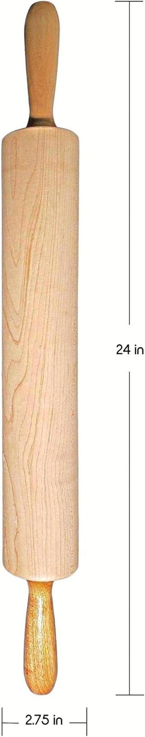 Frieling Rolling Pin - 2.75" x 15" Natural Wood Dough Roller with Nylon Bushings for Smooth Baking
