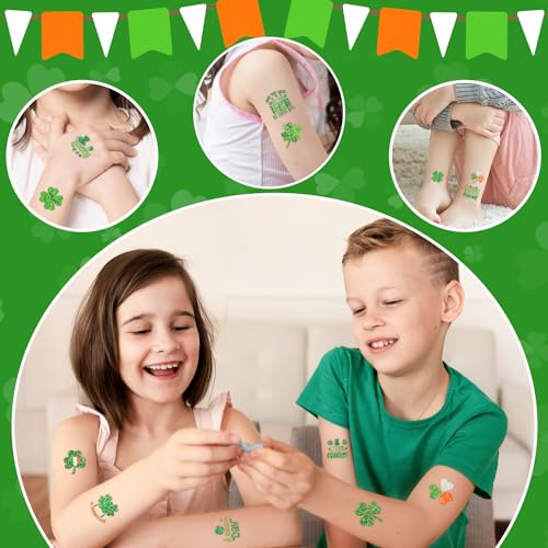 Glitter Shamrock Temporary Tattoos - 204 PCS St. Patrick's Day Party Favors