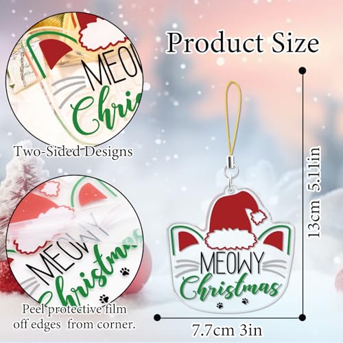 SUDIKUB Meowy Christmas Cat Acrylic Ornament Holiday Tree Decoration