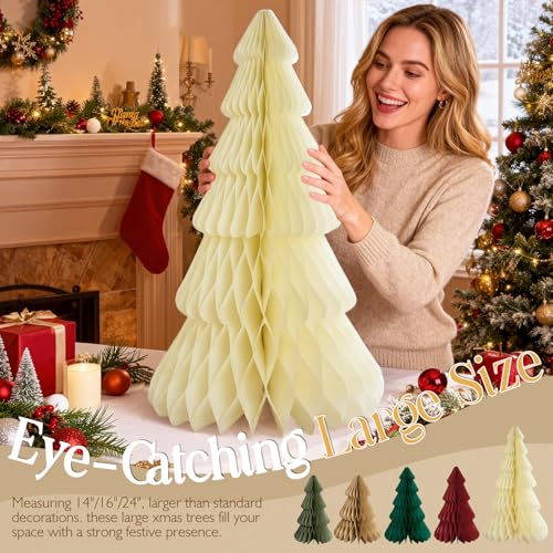 XL Christmas Honeycomb Paper Tree Set - Colorful 14-24 Inch Holiday Decor