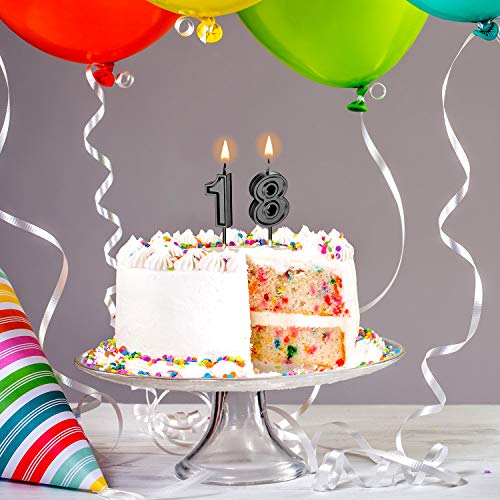 18th Birthday Cake Candles - Black Numeral Decoration Set