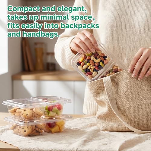 10-Pack 10oz Leakproof Snack Containers with Lids – 2 Compartment Meal Prep for Travel