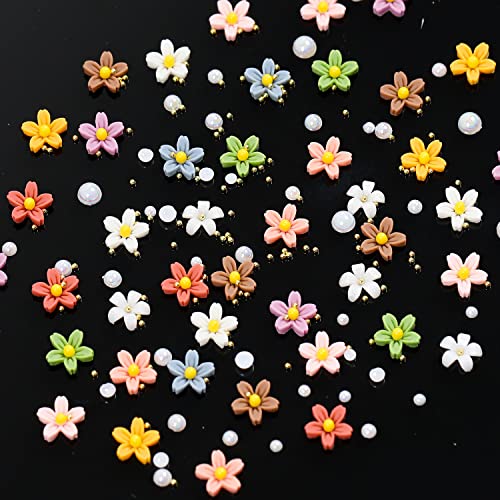Tyemp 3D Flower Nail Charms Kit with Rhinestones and Caviar Beads