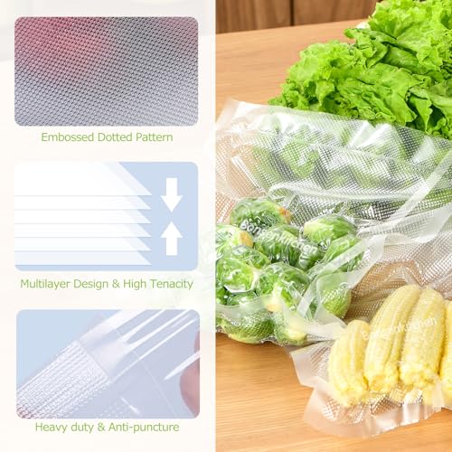 Bonsenkitchen Vacuum Sealer Rolls, 8 in x 20 ft (2 Pack) - BPA-Free Bags