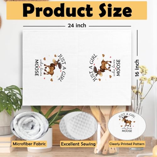 SQQCMM Funny Moose Kitchen Towel Waffle Weave Dish Towel