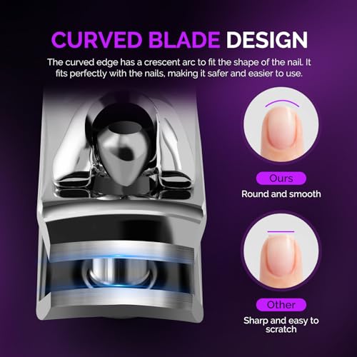 MelodySusie 2-in-1 Nail Clippers Set - Ultra Sharp Stainless Steel Fingernail and Toenail Cutter with Built-in File, Purple