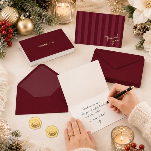 24 Pack Thank You Cards with Envelopes and Stickers for Christmas Holiday