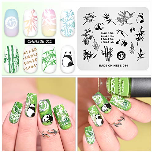 Panda Nail Art Stamping Plate Chinese Style Stainless Steel Manicure Template