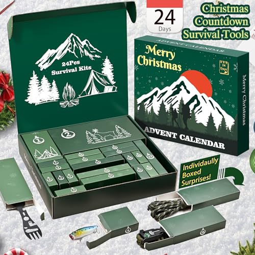 24-Piece Survival Kit Advent Calendar - Outdoor Emergency Gear Countdown