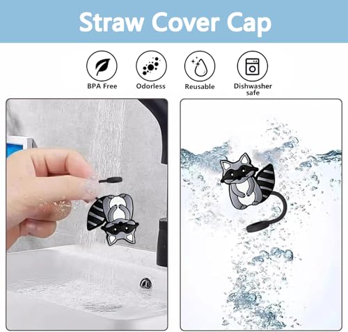 Grey Raccoon Animal Straw Topper for Stanley 30 & 40 oz Tumbler