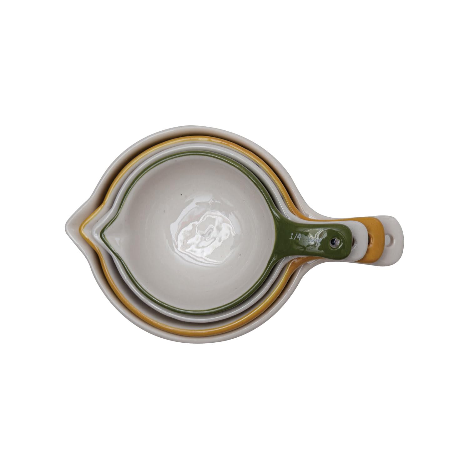 Creative Co-Op Hand-Painted Stoneware Measuring Cups, Multicolor