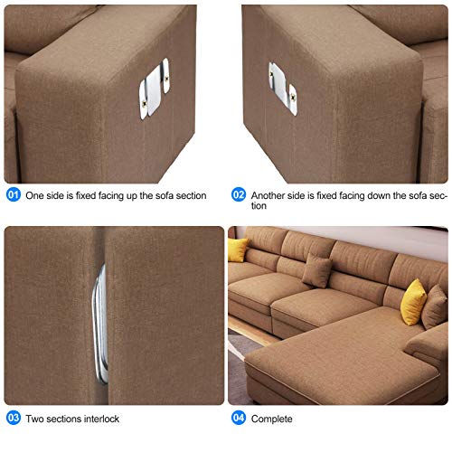 Sectional Couch Connector Brackets - Heavy Duty Metal Sofa Interlock, 4 Pack