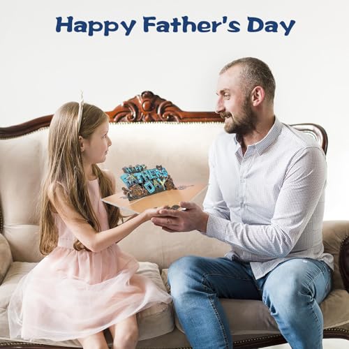 JUESMOS 3D Pop Up Father's Day Card for Dad, Mech Machine Greeting Card