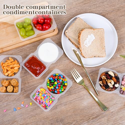 Reusable Snack Containers with Lids - 2 Compartment Portion Control Box