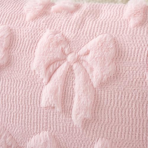 Cute Pink Bow Throw Pillow Covers Set of 2 - 18x18 Inch