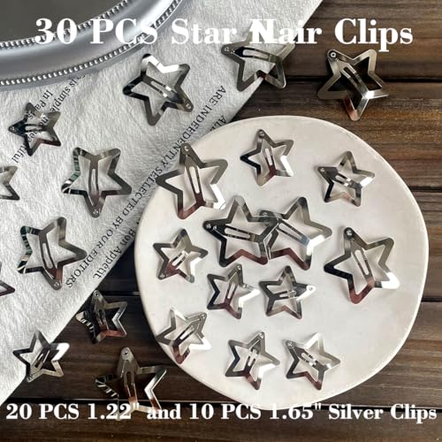 Seneeel 30 PCS Star Hair Clips Snap Metal Non Slip Hair Accessories for Women Girls