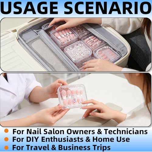 12 Pcs Clear Acrylic Press-On Nail Storage Boxes with Adhesive Tape