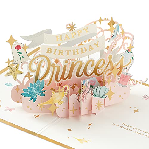 Hallmark Signature Disney Princess Pop Up Birthday Card - Make A Wish, Happy Birthday Princess, Kids Card, 5x7.2 inches
