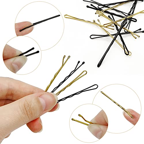 Scartink 400 Pcs 2 Inch Bobby Pins Kit with Storage Box, Black and Gold