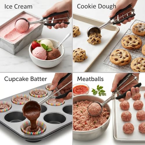 #20 Cookie Scoop - 3 Tbsp, Non-Slip Grip, Black