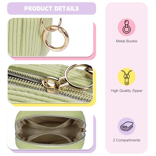 Corduroy Small Makeup Bag for Purse Portable Mini Travel Cosmetics Pouch