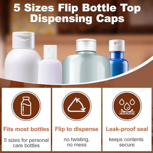 Nobelight 20 Pcs Leak-Proof Flip-Top Bottle Caps Kit for Lotion & Shampoo