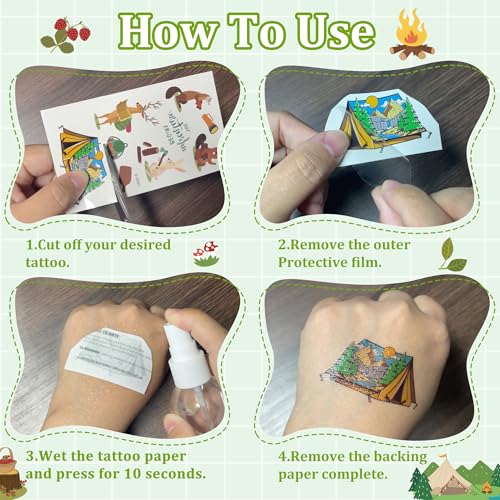 Camping Temporary Tattoos 99 Pcs Kids Party Favors & Stickers