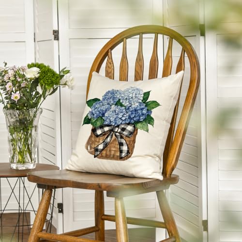 Hydrangea Flower Throw Pillow Cover - 12x20 Inch Decorative Case