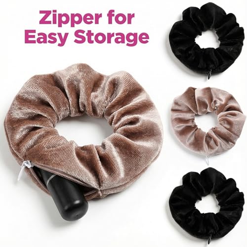 Dopenspi 4PCS Velvet Pocket Scrunchies with Hidden Storage Zipper