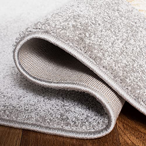 SAFAVIEH Carousel Kids Collection Area Rug - 3' Round, Grey & Ivory, Elephant Design, Non-Shedding & Easy Care, Ideal for High Traffic Areas for Boys & Girls in Playroom, Nursery, Bedroom (CRK165B)