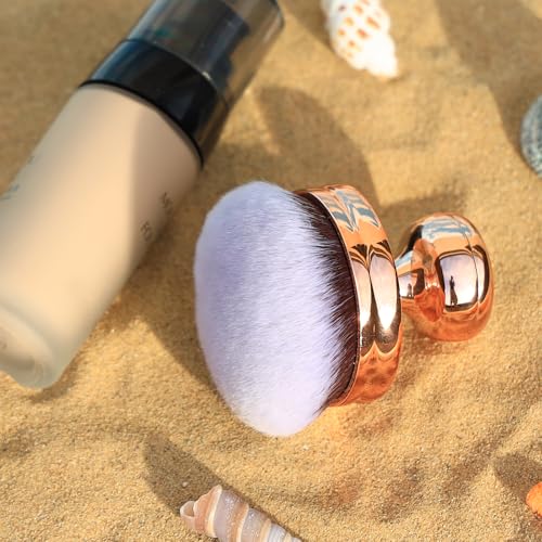 DRIPOO Round Kabuki Foundation and Self Tanner Brush - Rose Gold