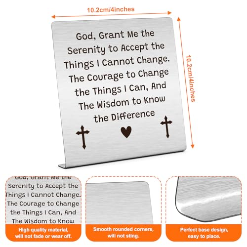 Serenity Prayer Stainless Steel Plaque Christian Inspirational Decor Sign