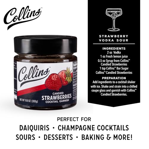 Collins Strawberries in Syrup, Premium Cocktail Garnish, 10.6 oz