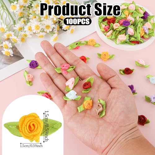 100 Mini Satin Roses for Crafts - Colorful Fabric Flowers