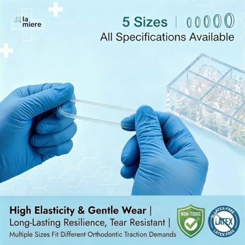 LA MIERE Non-Latex Orthodontic Elastics 1/4 Inch Medium 100 Count