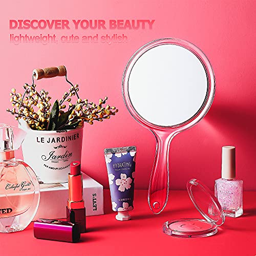 Jetec Double-Sided Handheld Makeup Mirror with 1X/2X Magnification