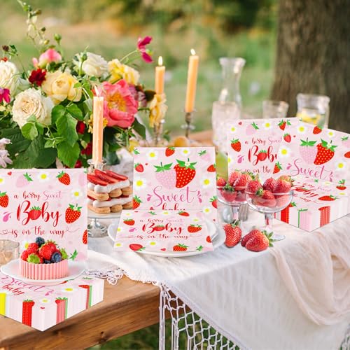 Strawberry Baby Shower Napkins - 40 Pcs Sweet Design