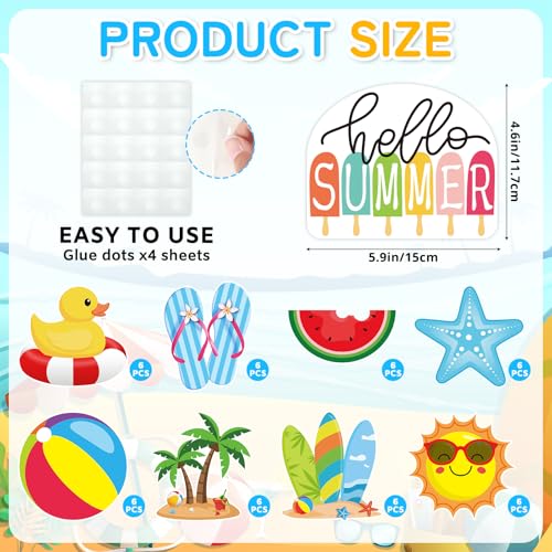 54 Pcs Summer Beach Cutouts - Double-Sided Decorations