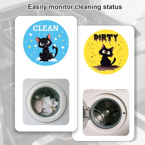 2PCS Reversible Cat Dishwasher Magnet Clean Dirty Sign - Fun Kitchen Decor