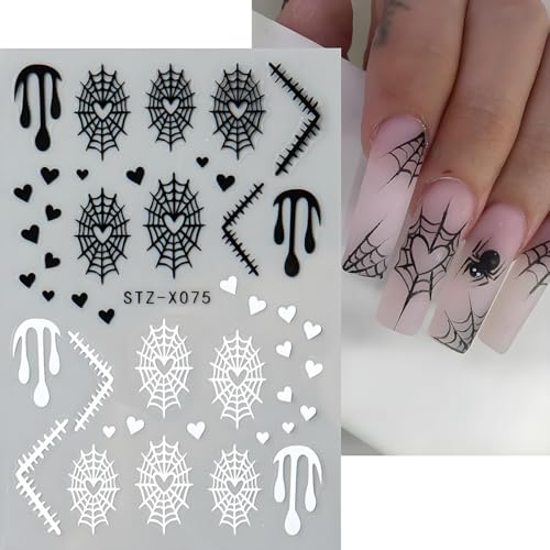 Halloween Nail Art Stickers 3D Self-Adhesive Ghost Spider Decals 6Pcs