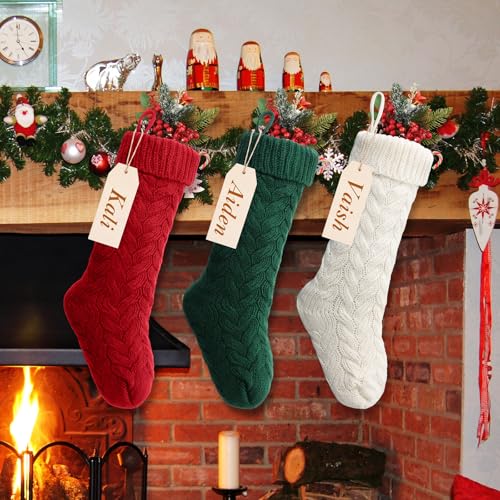Christmas Stocking Bulk Set 18 Inch with Variations Burgundy Green Ivory